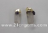 NGP2634 15*30mm - 18*40mm sticks white crystal & amethyst pendants