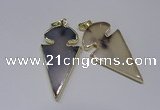 NGP2645 25*48mm - 28*54mm arrowhead agate pendants wholesale