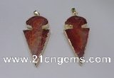 NGP2648 25*48mm - 28*54mm arrowhead agate pendants wholesale