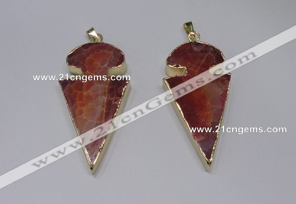 NGP2648 25*48mm - 28*54mm arrowhead agate pendants wholesale