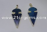 NGP2649 25*48mm - 28*54mm arrowhead agate pendants wholesale