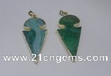 NGP2650 25*48mm - 28*54mm arrowhead agate pendants wholesale