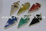 NGP2652 25*48mm - 28*54mm arrowhead agate pendants wholesale