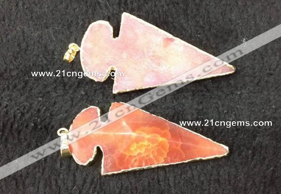 NGP2657 24*53mm - 26*55mm arrowhead agate pendants wholesale