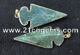 NGP2659 24*53mm - 26*55mm arrowhead agate pendants wholesale