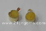 NGP2666 14mm - 15mm coin druzy quartz gemstone pendants