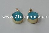 NGP2669 14mm - 15mm coin druzy quartz gemstone pendants