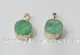 NGP2670 14mm - 15mm coin druzy quartz gemstone pendants