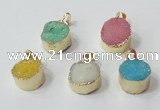 NGP2671 14mm - 15mm coin druzy quartz gemstone pendants