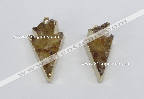 NGP2683 18*35mm - 25*45mm arrowhead druzy citrine pendants