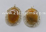 NGP2755 50*60mm oval agate gemstone pendants wholesale