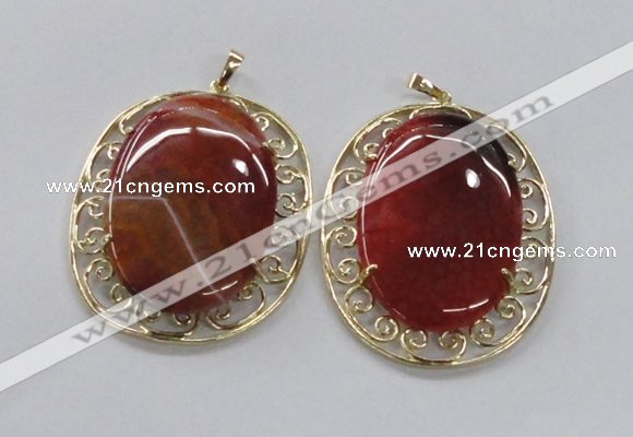 NGP2757 50*60mm oval agate gemstone pendants wholesale