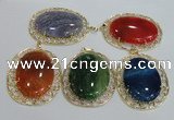 NGP2760 50*60mm oval agate gemstone pendants wholesale