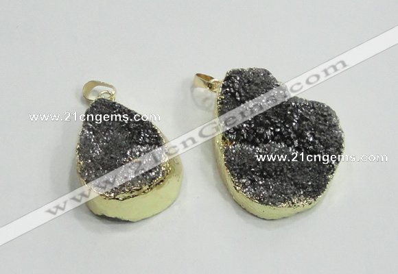 NGP2770 25*30mm - 30*40mm freeform plated druzy agate pendants