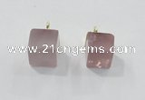 NGP2781 10*12mm - 12*14mm cube rose quartz gemstone pendants