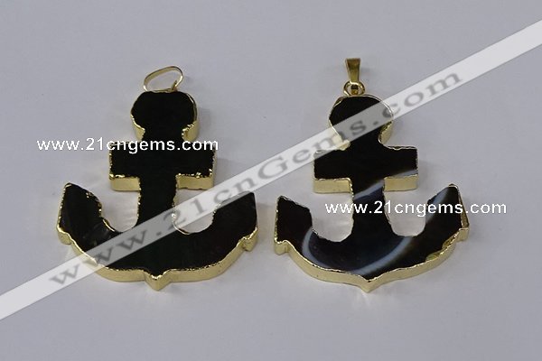 NGP2783 40*50mm anchor agate gemstone pendants wholesale