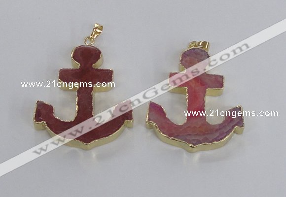 NGP2786 40*50mm anchor agate gemstone pendants wholesale