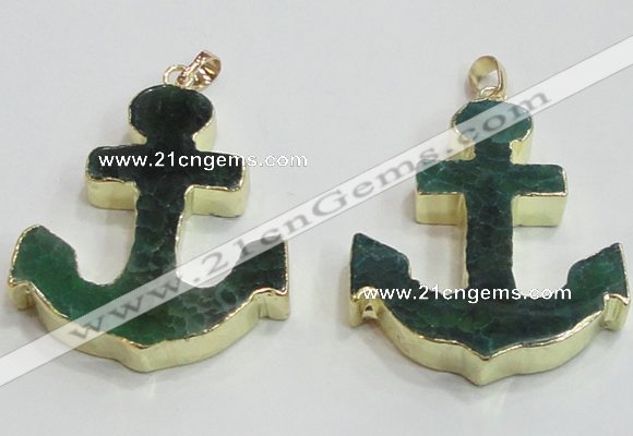 NGP2788 40*50mm anchor agate gemstone pendants wholesale