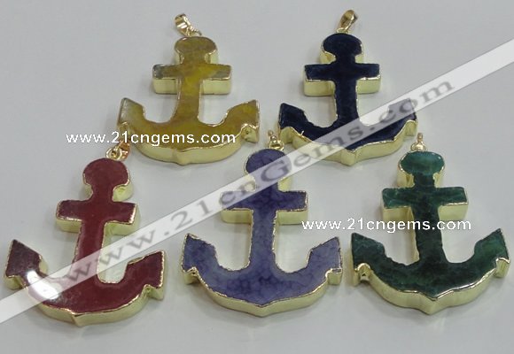 NGP2789 40*50mm anchor agate gemstone pendants wholesale
