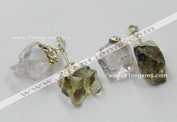 NGP2808 18*25mm - 20*25mm nuggets mixed quartz pendants wholesale