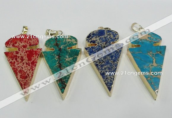 NGP2824 25*50mm - 27*55mm arrowhead sea sediment jasper pendants