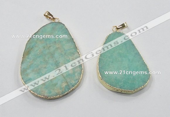 NGP2837 30*40mm - 40*50mm freeform amazonite gemstone pendants