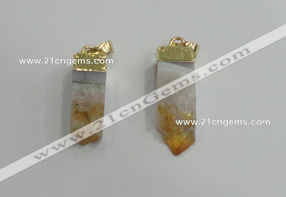 NGP2839 8*25mm - 12*40mm sticks druzy citrine gemstone pendants