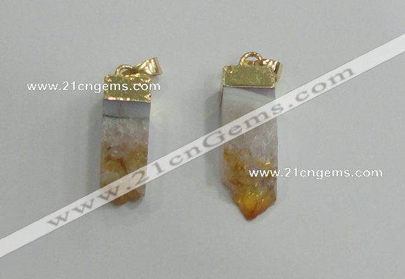 NGP2839 8*25mm - 12*40mm sticks druzy citrine gemstone pendants