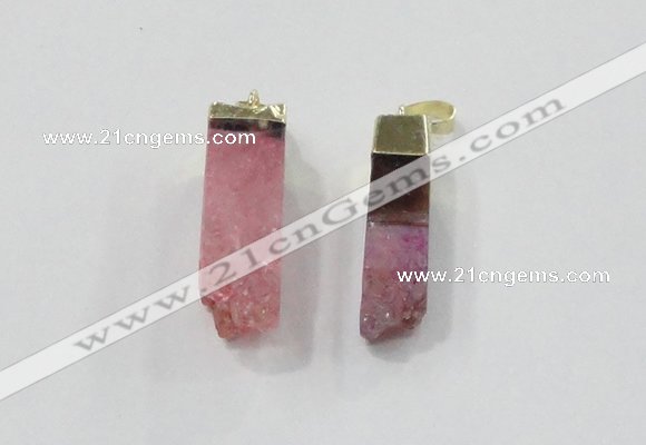 NGP2845 8*20mm - 12*40mm sticks druzy agate gemstone pendants