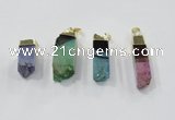 NGP2849 8*20mm - 12*40mm sticks druzy agate gemstone pendants