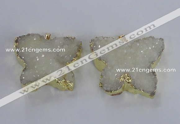 NGP2870 40*50mm - 45*55mm butterfly druzy agate pendants wholesale