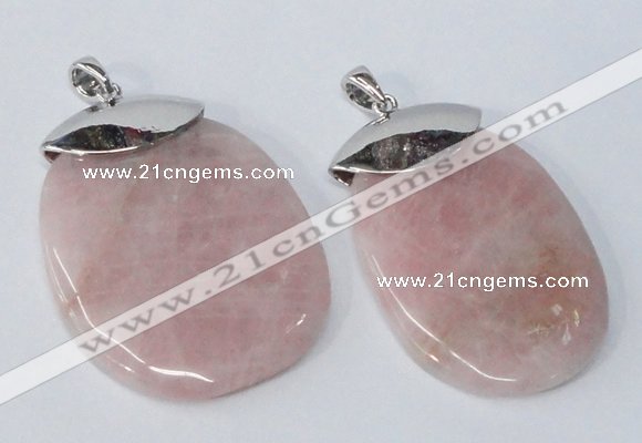 NGP2879 45*65mm - 50*70mm freeform rose quartz gemstone pendants