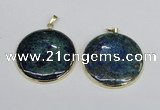 NGP2930 40*42mm flat round chrysocolla gemstone pendants