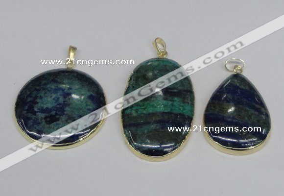 NGP2931 30*40mm - 30*50mm freeform chrysocolla gemstone pendants