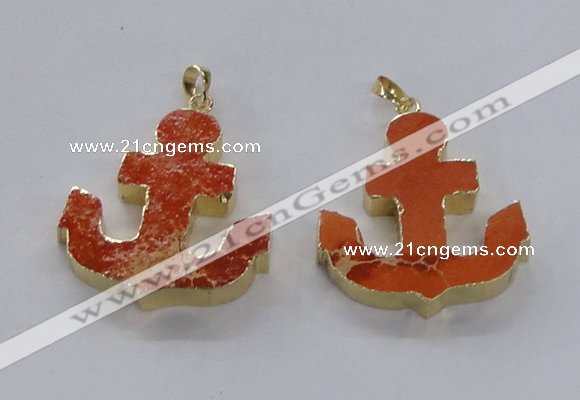 NGP2938 38*40mm – 40*45mm anchor sea sediment jasper pendants