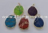 NGP2947 25*35mm – 35*45mm freeform sea sediment jasper pendants