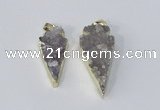 NGP2954 15*35mm - 20*45mm arrowhead druzy agate pendants wholesale