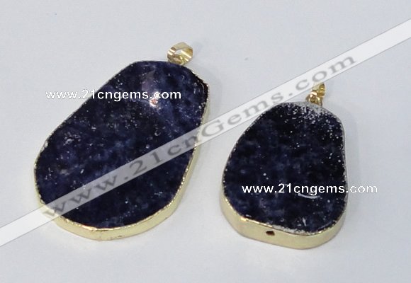 NGP2956 25*35mm - 35*45mm freeform sodalite pendants wholesale