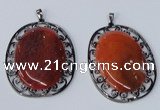 NGP2971 50*60mm oval agate gemstone pendants wholesale