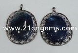 NGP2972 50*60mm oval agate gemstone pendants wholesale