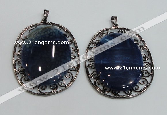 NGP2972 50*60mm oval agate gemstone pendants wholesale