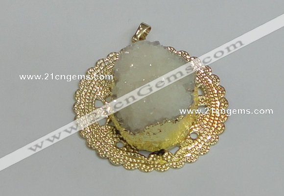 NGP2987 50mm - 52mm freeform druzy agate pendants