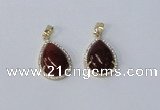 NGP3004 15*20mm flat teardrop agate gemstone pendants wholesale