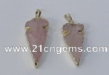 NGP3027 15*35mm – 20*50mm arrowhead rose quartz gemstone pendants