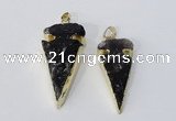 NGP3030 15*35mm – 20*50mm arrowhead smoky quartz gemstone pendants