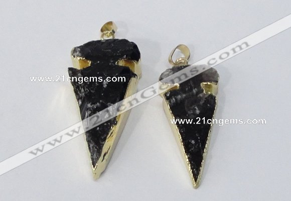 NGP3030 15*35mm – 20*50mm arrowhead smoky quartz gemstone pendants