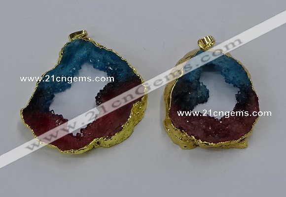 NGP3045 30*45mm – 40*60mm freeform druzy agate pendants