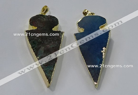 NGP3054 25*50mm - 28*55mm arrowhead agate pendants wholesale