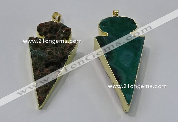 NGP3055 25*50mm - 28*55mm arrowhead agate pendants wholesale