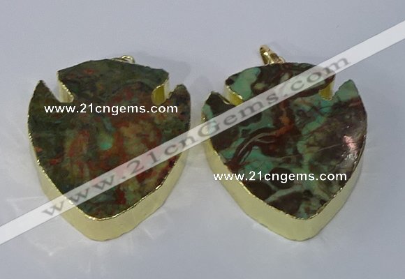 NGP3068 35*40mm – 40*45mm arrowhead ocean agate pendants